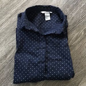🌵 EUC H&M Navy Dot Button Down L/S Shirt 4